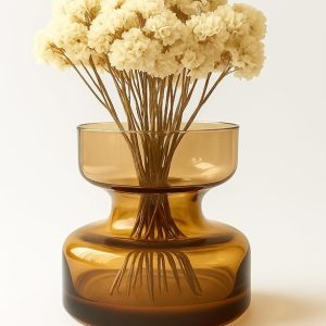 Modern Amber Glass Vase – Elegant Home Décor Accent (5.50inch * 5.75inches)