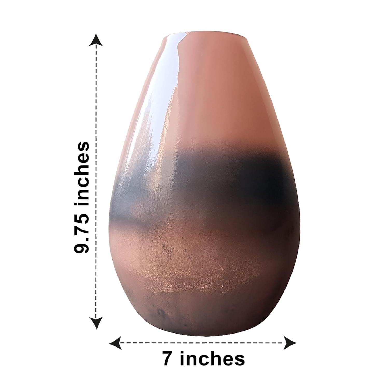 Two-Tone Glass Modern Contemporary Vase || 9.75 inches*7 inches (Pink) - Image 3